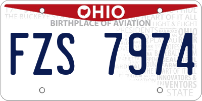 OH license plate FZS7974