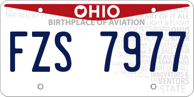 OH license plate FZS7977