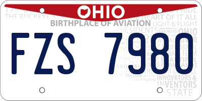 OH license plate FZS7980
