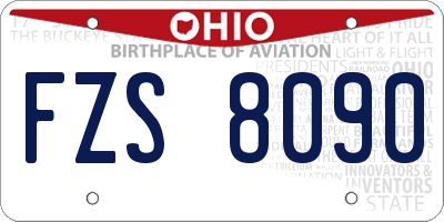 OH license plate FZS8090