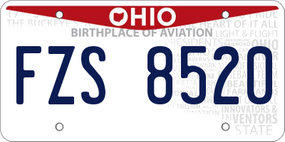 OH license plate FZS8520