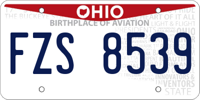 OH license plate FZS8539