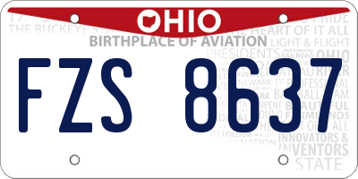 OH license plate FZS8637