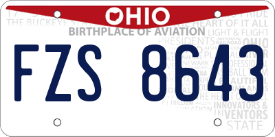 OH license plate FZS8643