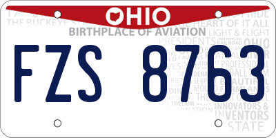 OH license plate FZS8763