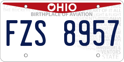 OH license plate FZS8957