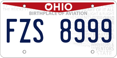 OH license plate FZS8999