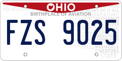 OH license plate FZS9025