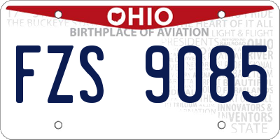 OH license plate FZS9085