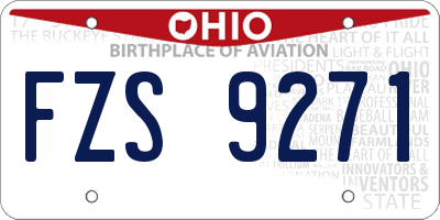 OH license plate FZS9271