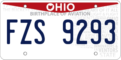 OH license plate FZS9293
