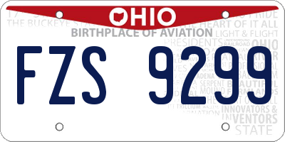 OH license plate FZS9299