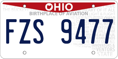 OH license plate FZS9477