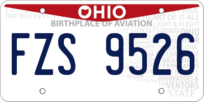 OH license plate FZS9526