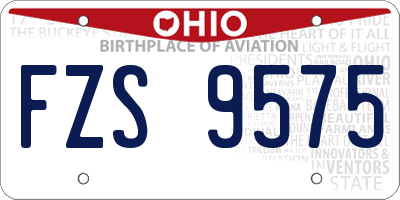 OH license plate FZS9575