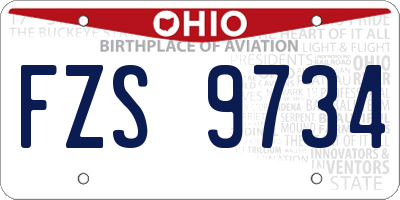 OH license plate FZS9734