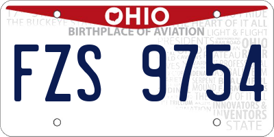 OH license plate FZS9754