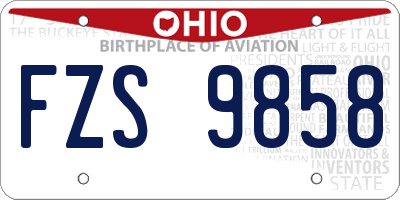 OH license plate FZS9858