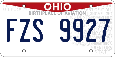 OH license plate FZS9927