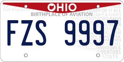OH license plate FZS9997