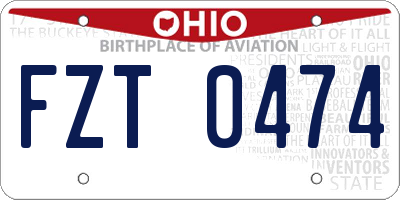 OH license plate FZT0474