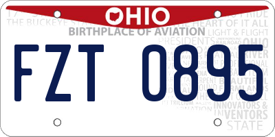 OH license plate FZT0895