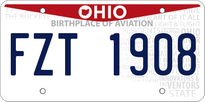 OH license plate FZT1908