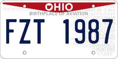 OH license plate FZT1987