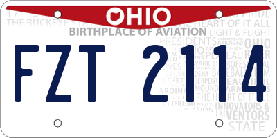 OH license plate FZT2114