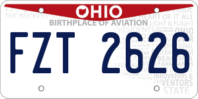 OH license plate FZT2626