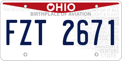 OH license plate FZT2671