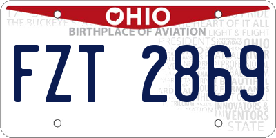 OH license plate FZT2869
