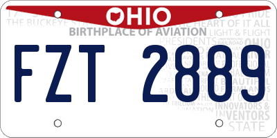 OH license plate FZT2889