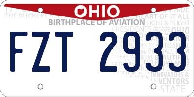 OH license plate FZT2933