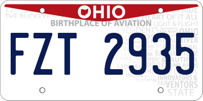 OH license plate FZT2935