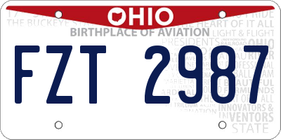 OH license plate FZT2987