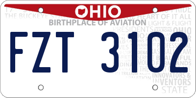 OH license plate FZT3102