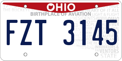 OH license plate FZT3145