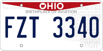 OH license plate FZT3340