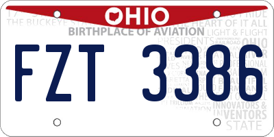 OH license plate FZT3386