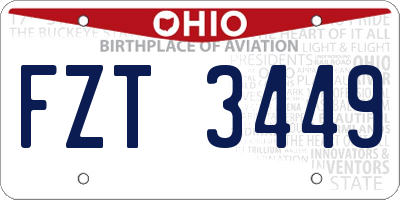 OH license plate FZT3449