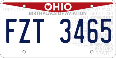 OH license plate FZT3465