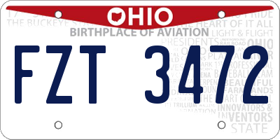 OH license plate FZT3472