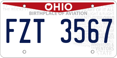 OH license plate FZT3567