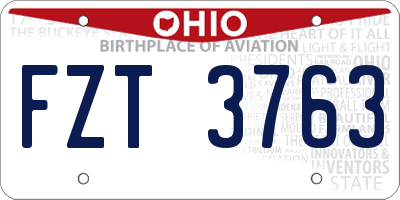 OH license plate FZT3763