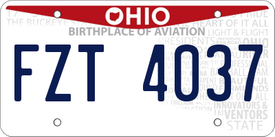 OH license plate FZT4037