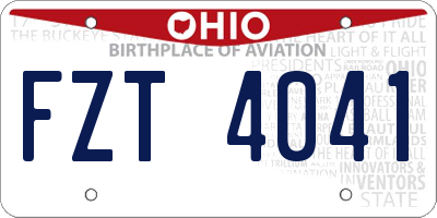OH license plate FZT4041