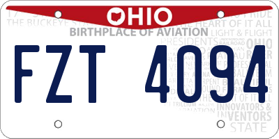 OH license plate FZT4094