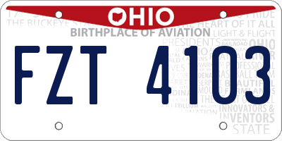 OH license plate FZT4103