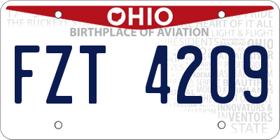 OH license plate FZT4209
